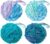 AmazerBath Loofah Sponge 60g/Piece, Exfoliating Bath Sponge Body Scrubber – Loofa Set of 4 Flower Color (Green-Purple)